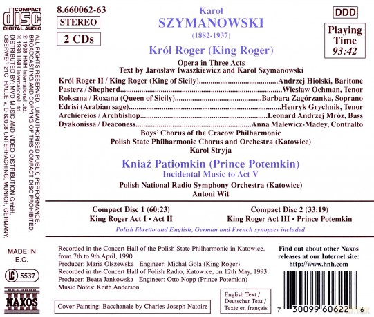 Solopolish State Postryja: Szymanowskiking Roger Opera In 3 Acts [2CD]