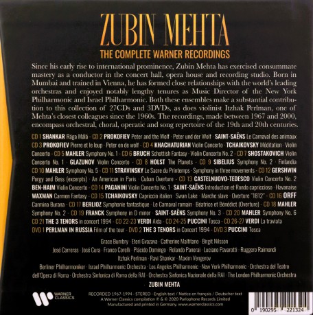 Zubin Mehta: Complete Warner Recordings [27CD]+[3DVD]