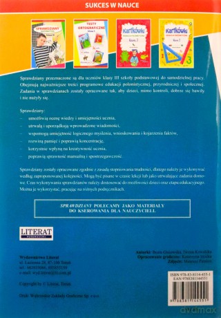 Sprawdziany Język polski Przyroda Klasa 3 - Beata Guzowska, Iwona Kowalska [KSIĄŻKA]