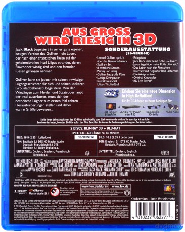 Gulliver's Travels (Podróże Guliwera) [Blu-Ray 3D]+[Blu-Ray]