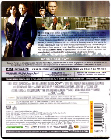 007 James Bond Skyfall (steelbook) [Blu-Ray 4K]+[Blu-Ray]