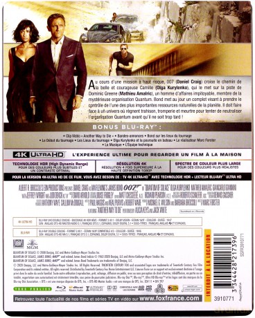 007 James Bond Quantum of Solace (steelbook) [Blu-Ray 4K]+[Blu-Ray]