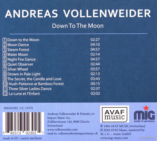 Andreas Vollenweider: Down To The Moon (digipack) [CD]