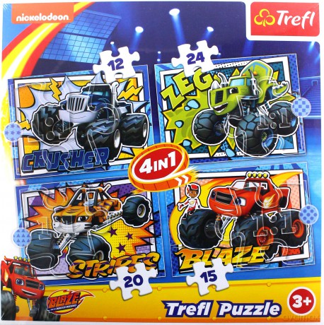 Puzzle 4w1 (12,15,20,24) Blaze i jego przyjaciele 34349 [PUZZLE]
