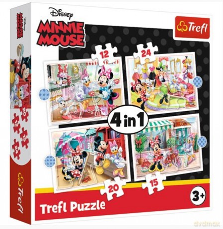 Puzzle 4w1 (12,15,20,24) Minnie z przyjaciółmi 34355 [PUZZLE]
