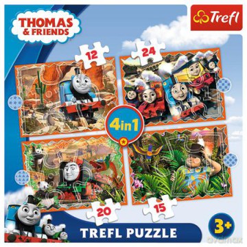 Puzzle 4w1 (12,15,20,24) Thomas and friends Podróże po świecie 34354 [PUZZLE]