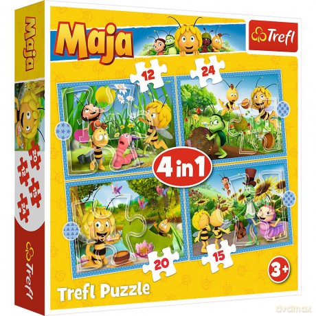 Puzzle 4w1 Przygody Pszczółki Mai 34356 [PUZZLE]