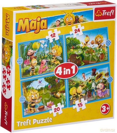 Puzzle 4w1 Przygody Pszczółki Mai 34356 [PUZZLE]