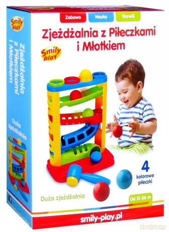 Zjeżdżalnia dla piłeczek i młoteczek