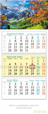 Kalendarz 2021 trójdzielny KT 01 Morskie Oko [KALENDARZ]