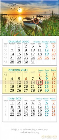 Kalendarz 2021 trójdzielny KT 03 Łódka [KALENDARZ]