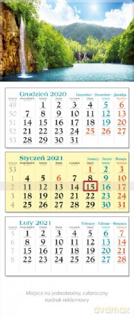 Kalendarz 2021 trójdzielny KT 06 Wodospad [KALENDARZ]