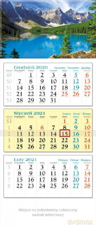 Kalendarz 2021 trójdzielny KT 07 Horyzont [KALENDARZ]