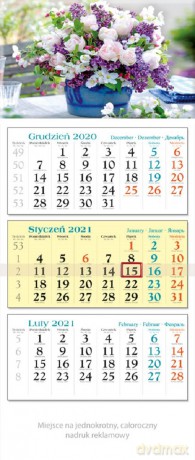 Kalendarz 2021 trójdzielny KT 11 Bukiet [KALENDARZ]