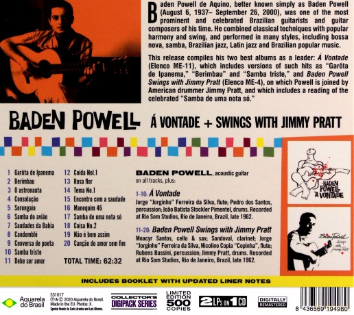 Baden Powell: A Vontade + Swings With Jimmy Pratt [CD]