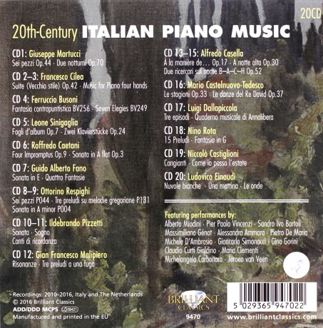 Simonacci-Einaudi-Van Veen-Various: Einaudi-Busoni-Respighi - 20Th Century Italian Piano Music [20CD]