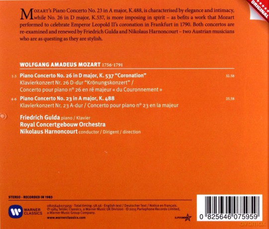 Guldarcoharnoncourt: Mozartpiano Concerto 23 26 [CD]