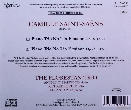 Florestan Trio: Saintsaenspiano Trios [CD]