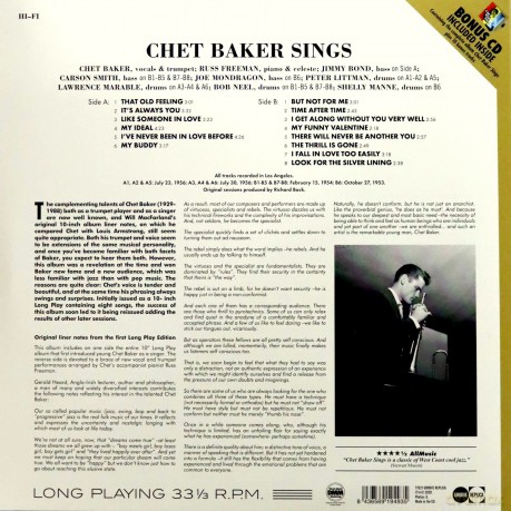 Chet Baker: Sings + Bonus Digipack Containing The Complete Chet Baker Sings Album (+10 Bonus Tracks) [Winyl]