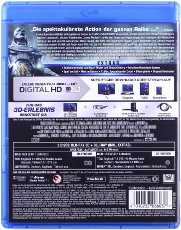 X-Men: Apocalypse [Blu-Ray 3D]+[Blu-Ray]