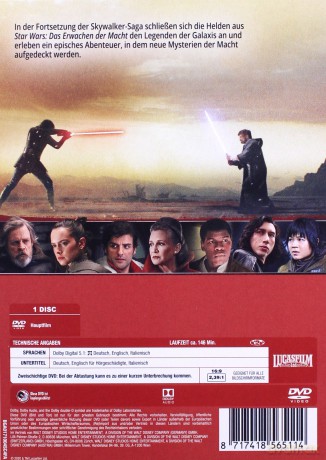 Star Wars: Episode VIII - The Last Jedi (Gwiezdne wojny: Ostatni Jedi) [DVD]