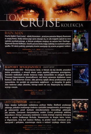 Gwiazdy kina: Tom Cruise - Rain man/ Ukryta strategia/ Raport mniejszości BOX [3DVD]