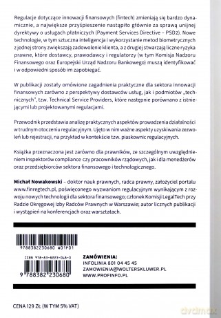 FINTECH Technologia finanse regulacje. Praktyczny przewodnik dla sektora innowacji finansowych - Michał Nowakowski [KSIĄŻKA]