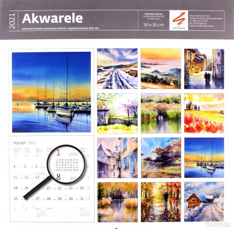 Kalendarz 2021 30x30 Akwarele [KALENDARZ]