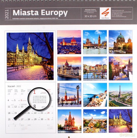 Kalendarz 2021 30x30 Miasta Europy [KALENDARZ]