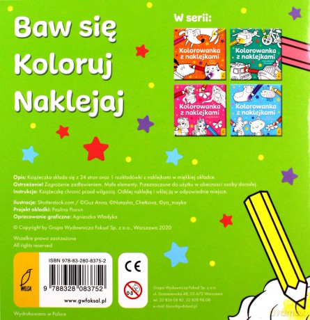 Kolorowanka z naklejkami. Zwierzęta na wsi [KSIĄŻKA]