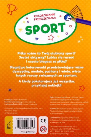 Kolorowanki przedszkolaka. Sport [KSIĄŻKA]