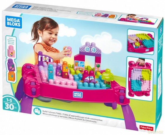 Stolik z klockami różowy [KLOCKI]