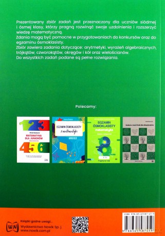 Zadania na celujący Matematyka dla uczniów klasy VII I VIII - Witold Bednarek [KSIĄŻKA]