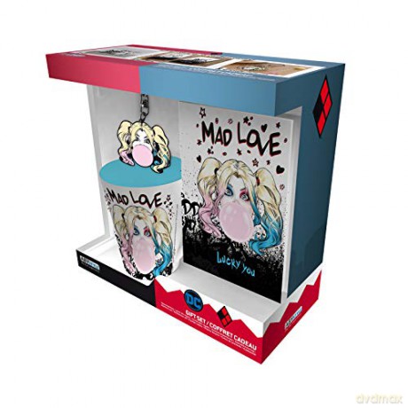 DC COMICS - Pck Mug250ml + Keyring + Notebook Harley Quinn Mad Love