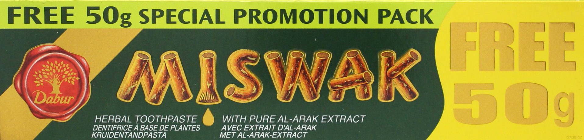 Ziołowa pasta do zębów Dabur z wyciągiem z Miswak - 120 + 50 g