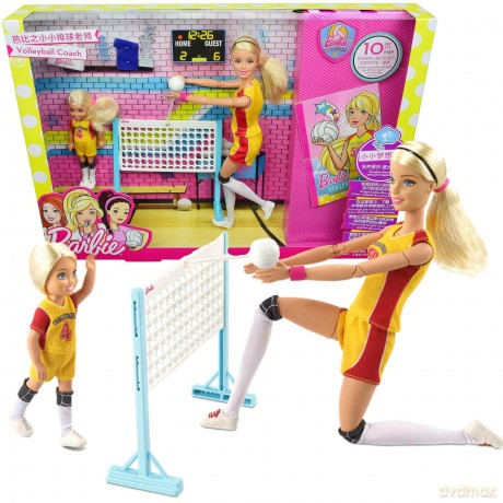 Barbie Zestaw Lalka Siatkarka i Chelsea - Trenerka Siatkówki
