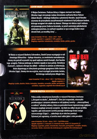 Gwiazdy kina: Nicholas Cage 2 - Szyfry wojny / Pocałunek śmierci / Wpływ księżyca [BOX] [3DVD]