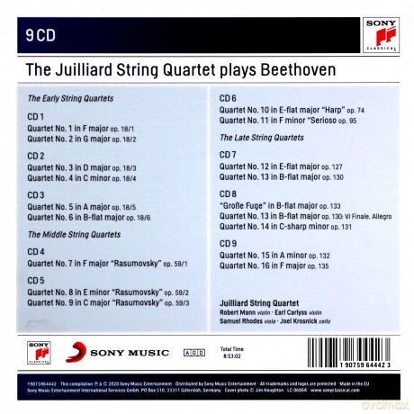 Juilliard String Quartet: Beethoven: The Complete String Quartets [9CD]
