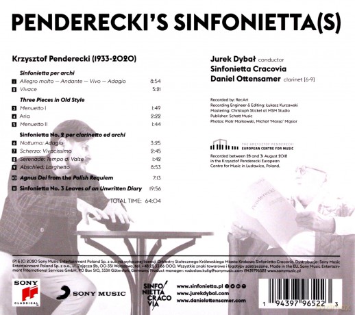 Sinfonietta Cracovia: Penderecki's Sinfonietta(s) [CD]