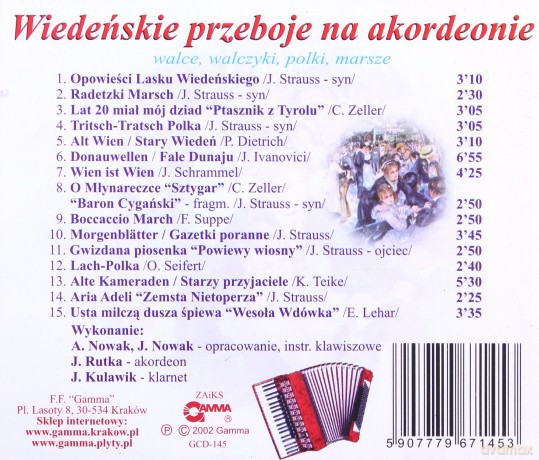 Wiedeńskie przeboje na akordeonie - walce, walczyki, polki, marsze [CD]