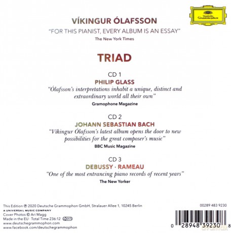 Vikingur Olafsson: Triad (Glass - Bach - Debussy, Rameau) [3CD]
