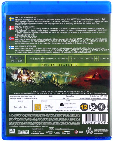 Star Wars: Prequel Trilogy: The Phantom Menace / Attack of the Clones / Revenge of the Sith (Gwiezdne Wojny) [3xBlu-Ray]