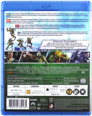 Teenage Mutant Ninja Turtles: Out of the Shadows (Wojownicze żółwie ninja: Wyjście z cienia) [Blu-Ray 3D]+[Blu-Ray]