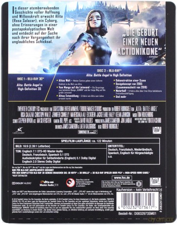 Alita: Battle Angel (steelbook) [Blu-Ray 3D]+[Blu-Ray]