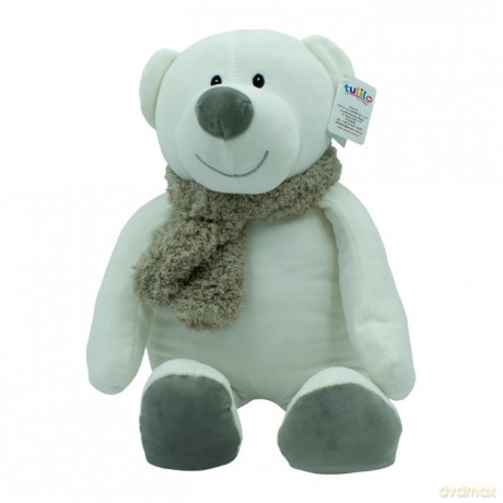 Maskotka Niedźwiedź Kamil - popielaty szalik 35 cm