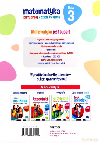 Matematyka. Karty pracy w szkole i w domu. Klasa 3 [KSIĄŻKA]