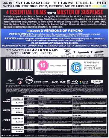 Alfred Hitchcock Kolekcja (Psychoza / Ptaki / Zawrót głowy / Okno na podwórze) [4xBlu-Ray 4K]+[4xBlu-Ray]