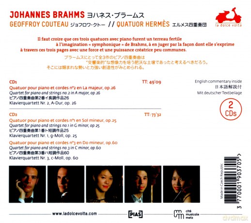 Brahms: The 3 Piano Quatets Couteau Hermes (digipack) [2CD]