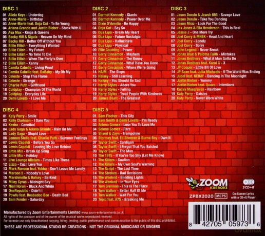 Zoom Karaoke: Zoom Pop Box 2020 [5CD]