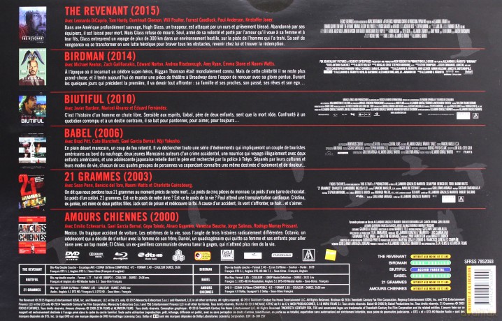 The Revenant / Birdman / Biutiful / 21 Grams [BOX] [5xBlu-Ray]+[DVD]